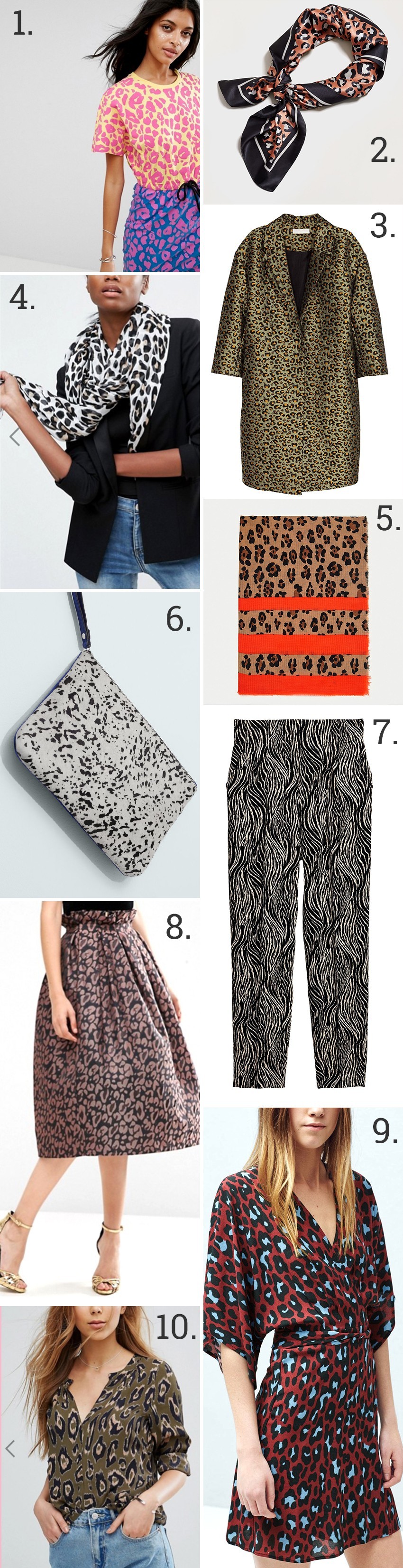 1. Asos, 2. Mango, 3. H&M, 4. Asos, 5. Zara, 6. Mango, 7. H&M, 8. Asos, 9. Mango,10. Asos